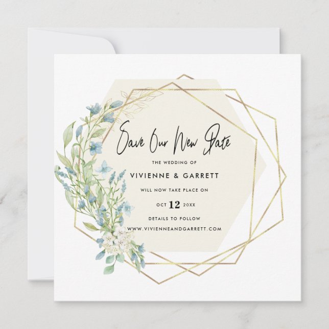 Save The Date Mariage reporté Mariage nouvelle date (Devant)