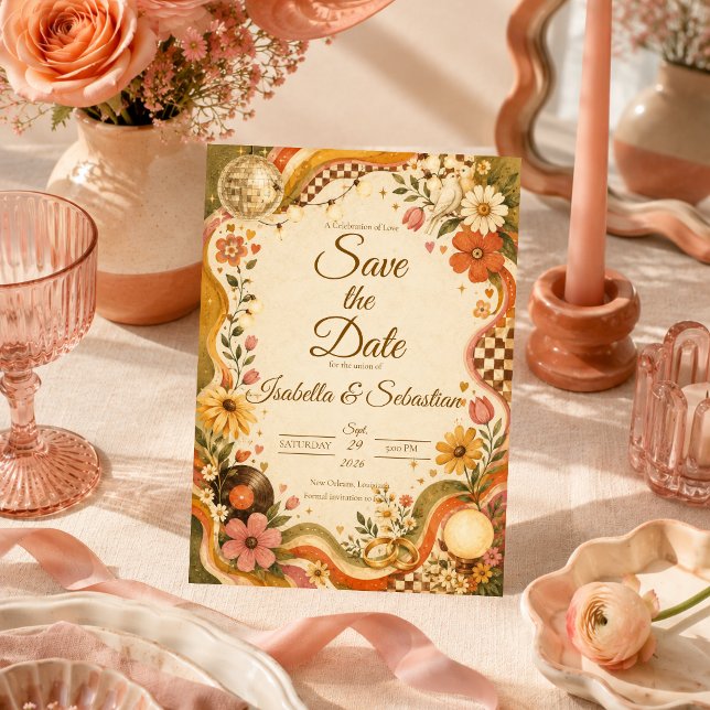 Save The Date Mariage Rétro Disco Fantaisiste (Créateur téléchargé)