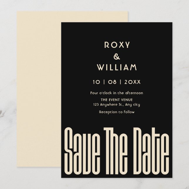 Save The Date Mariage rétro moderne  (Devant / Derrière)