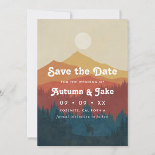Save The Date Mariage Retro Mountain et Forest Overlay