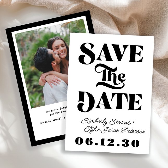 Save The Date Mariage rétro noir et blanc (Créateur téléchargé)