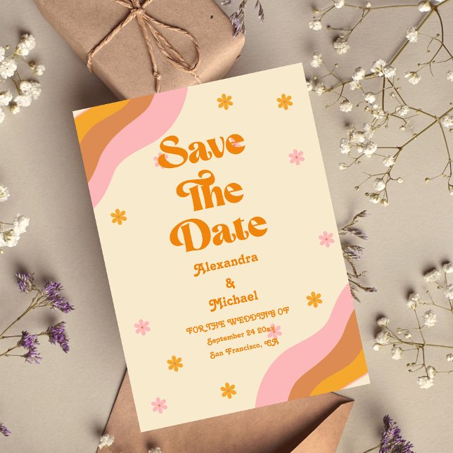 Save The Date Mariage rétro Super rose et or (Créateur téléchargé)