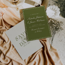 Mariage Rétro Vert Olive Crème Élégant Ancien