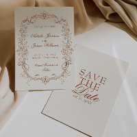 Mariage Rétro Vieil Argent Orange Brûlé Vintage