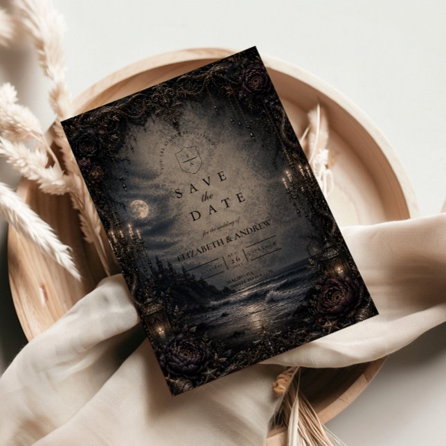 Save The Date Mariage Romance Côtière Sombre (Créateur téléchargé)