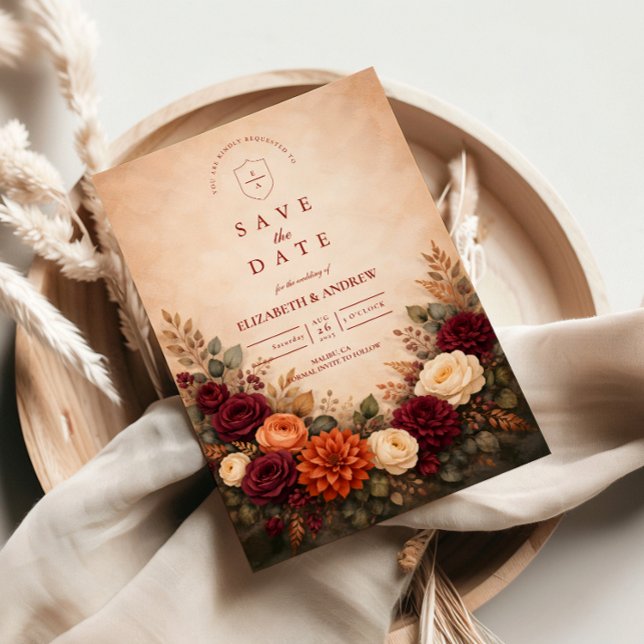 Save The Date Mariage Romance Florale d'Automne (Créateur téléchargé)