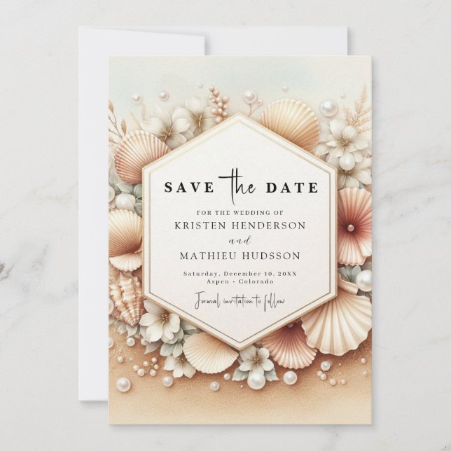 Save The Date Mariage romantique à la plage imprimable (Devant)