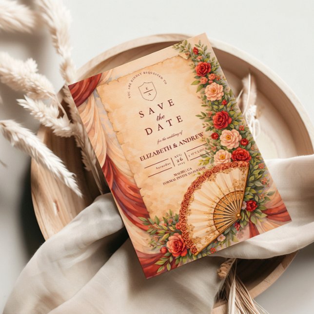 Save The Date Mariage Romantique à l'Éventail Espagnol (Créateur téléchargé)