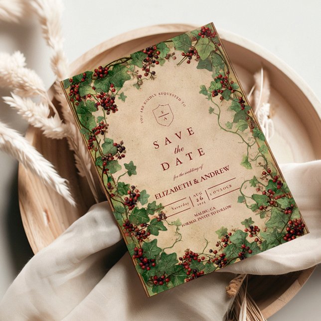 Save The Date Mariage Romantique à l'Ivy Rustique (Créateur téléchargé)