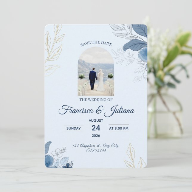 Save The Date Mariage romantique au bord de l'eau (Debout devant)