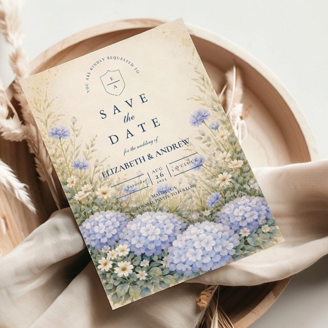 Save The Date Mariage romantique aux hortensias bleus (Créateur téléchargé)