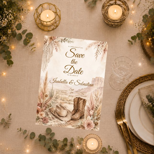 Save The Date Mariage romantique dans le désert occidental (Créateur téléchargé)
