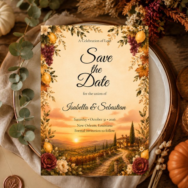 Save The Date Mariage Romantique d'Automne Tuscan Rustique (Créateur téléchargé)