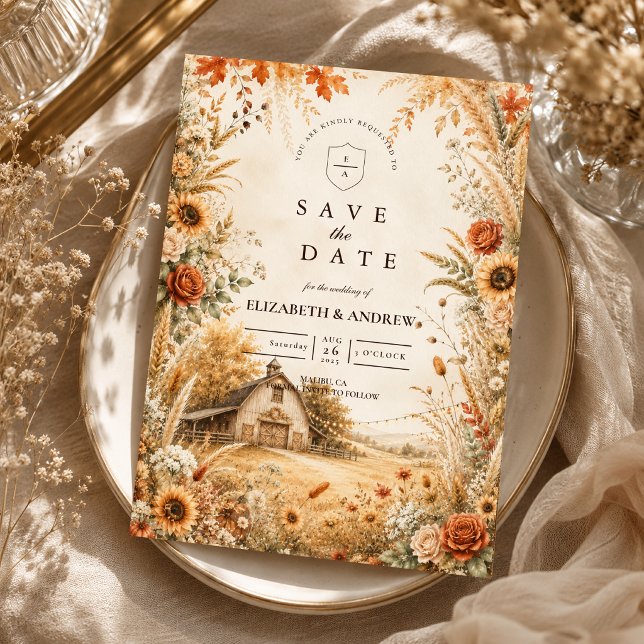Save The Date Mariage Romantique de Barn d'Automne (Créateur téléchargé)