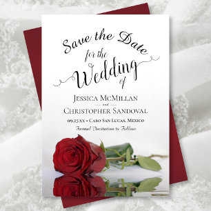 Save The Date Mariage romantique de la Rose rouge