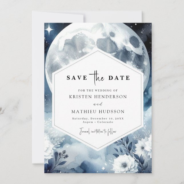 Save The Date Mariage romantique de Terre Lune (Devant)