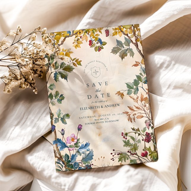 Save The Date Mariage romantique du feuillage des bois (Créateur téléchargé)