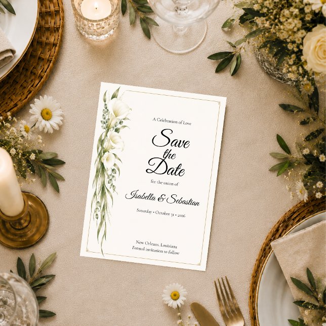 Save The Date Mariage Romantique Élégant au Lys de Calla (Créateur téléchargé)