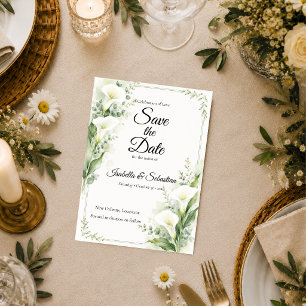 Save The Date Mariage Romantique Élégant de Lys de Calla du Prin