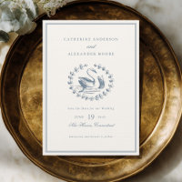 Mariage Romantique Élégant Vintage Cygne Bleu