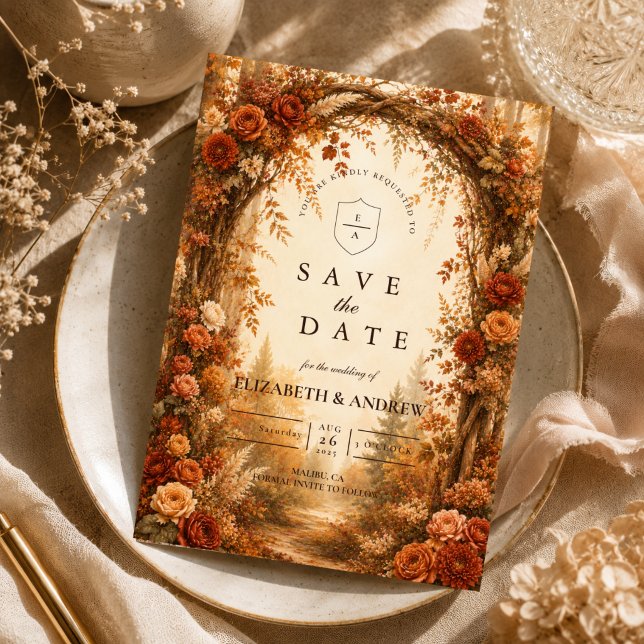 Save The Date Mariage romantique en forêt d'automne (Créateur téléchargé)