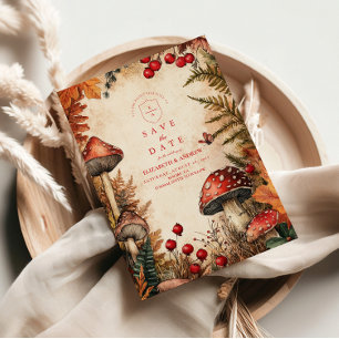 Save The Date Mariage Romantique en Forêt Fantaisiste d'Automne