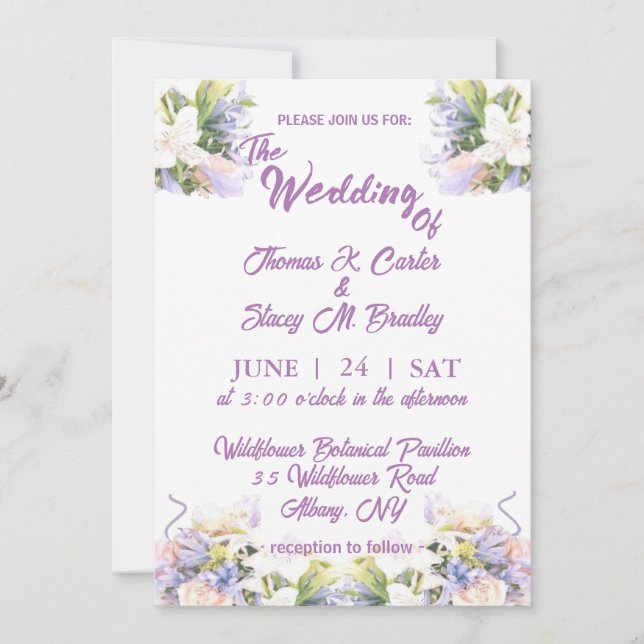 Save The Date Mariage Romantique Fleur de Syringa d'Été  (Devant)