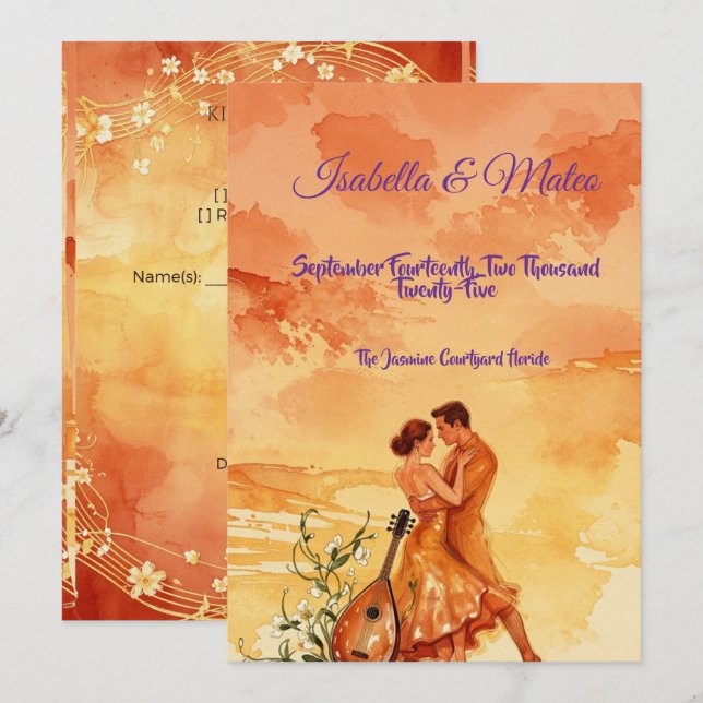 Save The Date Mariage romantique Isabella & Mateo  (Devant / Derrière)