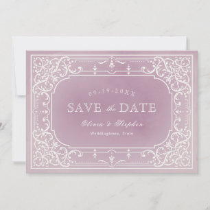 Save The Date Mariage romantique Mauve vintage enregistrer la da
