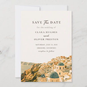 Save The Date Mariage romantique méditerranéen à Santorin Calder