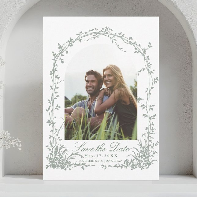Save The Date Mariage romantique sous une arche florale dans un  (Créateur téléchargé)