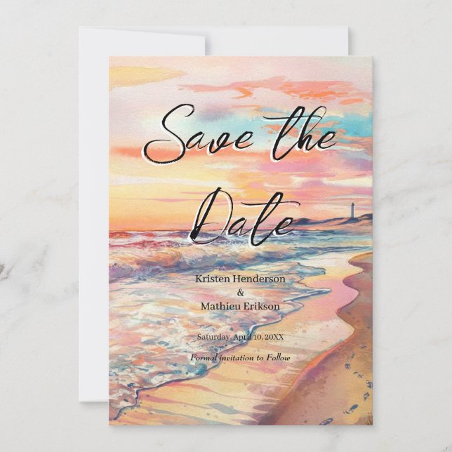 Save The Date Mariage romantique sur la plage de sable (Devant)
