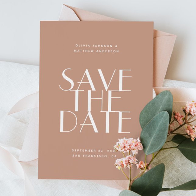 Save The Date Mariage Romantique Teint Chaud | Photo Moderne & Q (Créateur téléchargé)