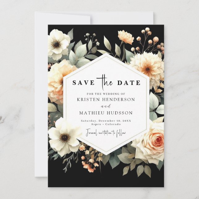 Save The Date Mariage romantique Whimsy Peach (Devant)