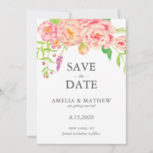 Save The Date Mariage rose de pivoine