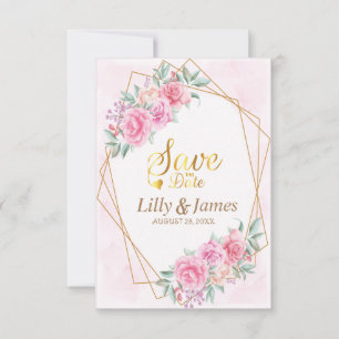 Save The Date Mariage Rose Floral