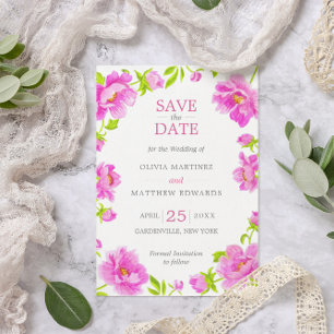 Save The Date Mariage rose floral en argent Enregistrer la date