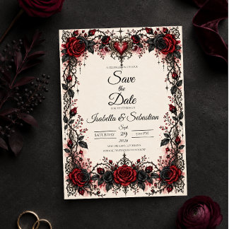 Save The Date Mariage Rose Gothique Romantique