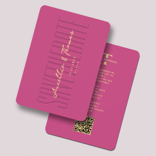Save The Date Mariage rose or Monogramme élégant moderne QR