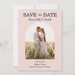 Save The Date Mariage rose poudré moderne