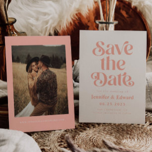 Save The Date Mariage rose rétro