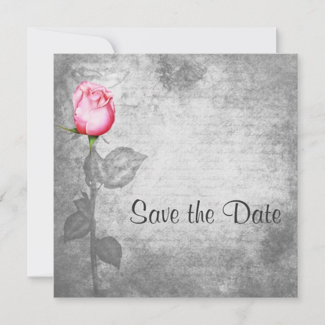 Save The Date Mariage rose rose rose vintage (Devant)