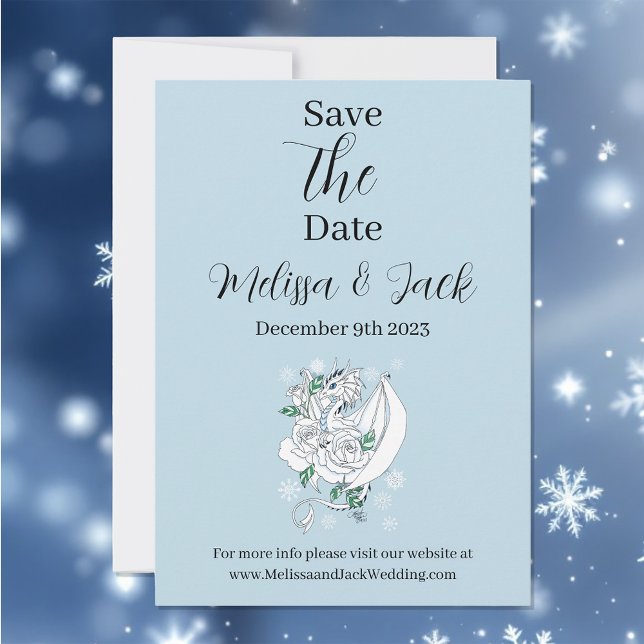Save The Date Mariage Roses de Dragon Fantastiques Blanches d'Hi (Créateur téléchargé)