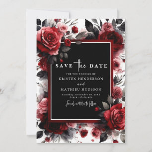 Save The Date Mariage rouge Crimson Aquarelle unique