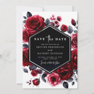 Save The Date Mariage rouge Crimson minimaliste moderne
