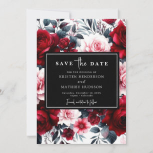 Save The Date Mariage rouge Crimson modifiable personnalisé