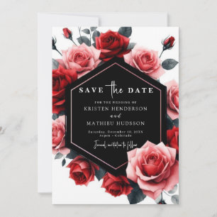 Save The Date Mariage rouge Crimson unique moderne