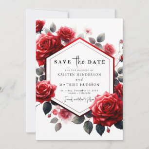 Save The Date Mariage rouge Romance Crimson unique