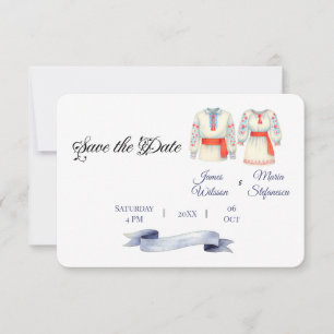 Save The Date Mariage roumain rustique Costumes folkloriques tra