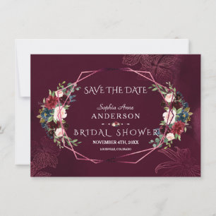 Save The Date Mariage Royal Bourguignon Floral Géométrique